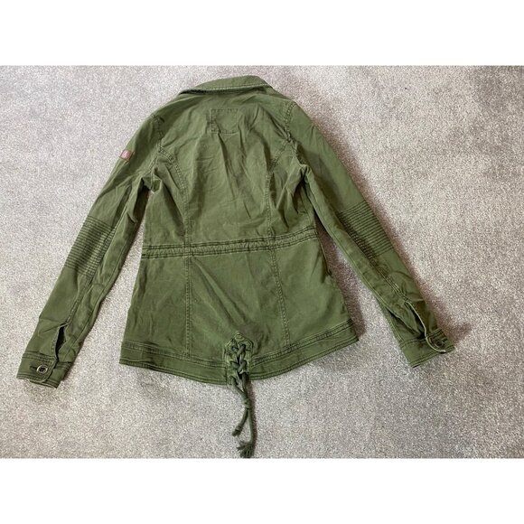 Hollister Womens Olive Green Military Style Utility Jacket Front Button Small - Picture 2 of 11